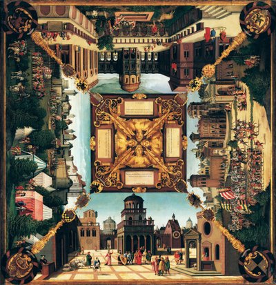 The Story of David, painted tabletop, 1534 by Hans Sebald Beham